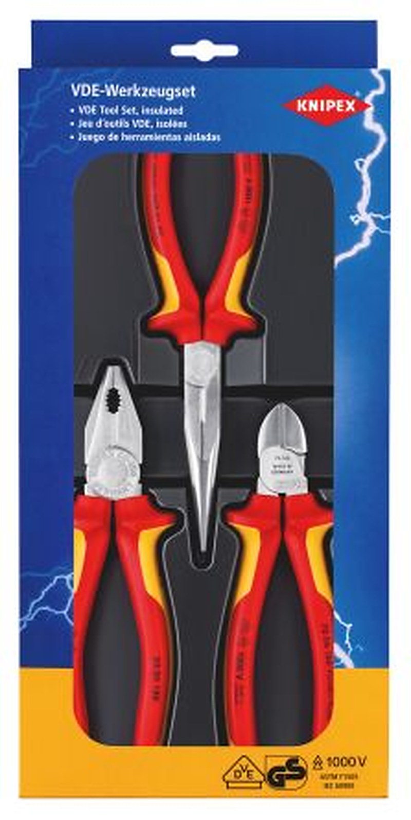Knipex 3 Piece Electrician Tool Kit Tool Kit with Case VDE/1000V Approved