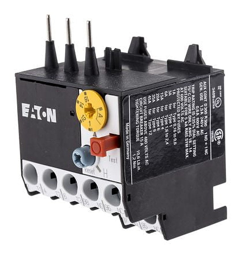 Eaton, ZE Overload Relay 1 NO/1 NC, 1A, 1.6 A F.L.C, 1.6A Contact Rating, 6 W, 600V ac