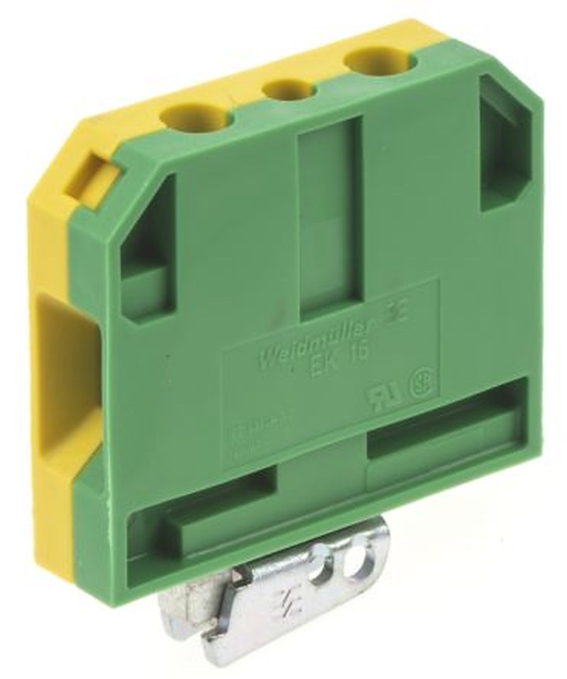 Weidmüller 2-Way EK 16 Earth Terminal Block, 16mm², 10AWG, 6 AWG Wire, Screw, Nylon Housing, ATEX