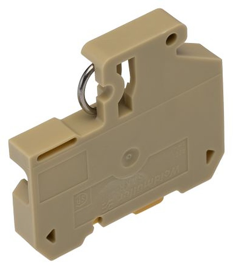 Weidmüller 0412260000 SAKR Series Test Disconnect Terminal Block Beige, Yellow, 4mm², 1-Level, Screw