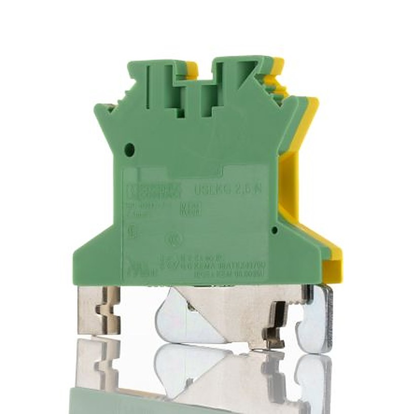 Phoenix Contact 2-Way DIN Rail Earth Modular Terminal Block, 0.2mm², 4 mm², 12AWG, 24 AWG Wire, Screw, Polyamide
