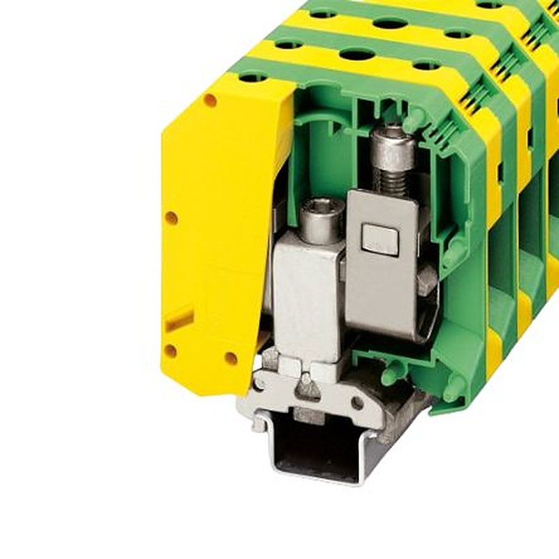 Phoenix Contact 0442082 USLKG 10 N-1 Series Earth Terminal Block Green, Yellow, 10mm², 1-Level, ATEX