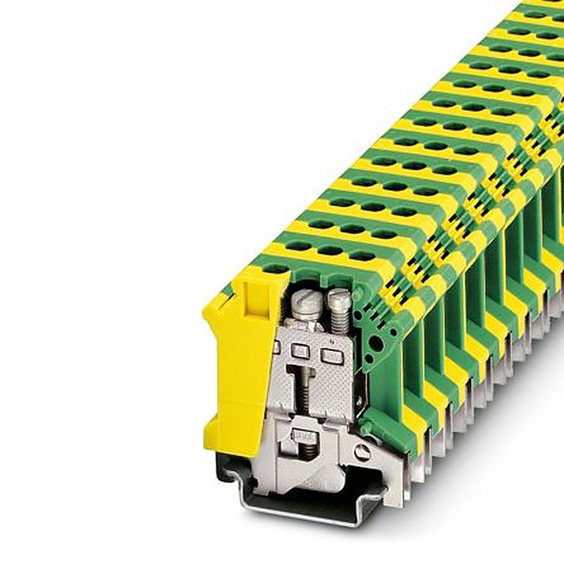 Phoenix Contact 0443052 UISLKG 16 Series Earth Terminal Block Green, Yellow, 25mm², 2.5 mm², 1-Level, Screw