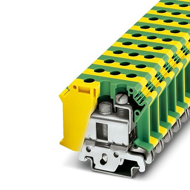 Phoenix Contact 0443065 UISLKG 35 Series Earth Terminal Block Green, Yellow, 0.75mm², 35 mm², 1-Level, Screw