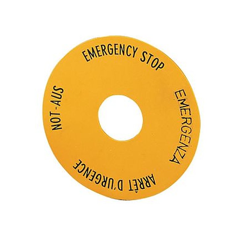 Eaton Label for Use with M22 Pushbuttons, Pre-printed "Emergency Stop