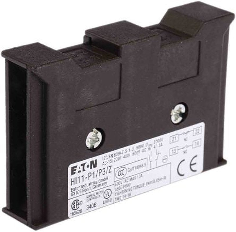 Eaton Auxiliary Contact, 2 Contact, 1 NO/1 NC, HI11, Side, 63 A, 500V, 062031 HI11-P1/P3Z