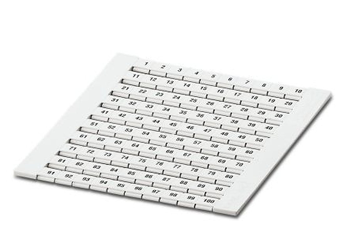 Phoenix Contact, ZBFM 6/WH.LGS:1-100 Polyamide Terminal Marker for use with Terminal Block