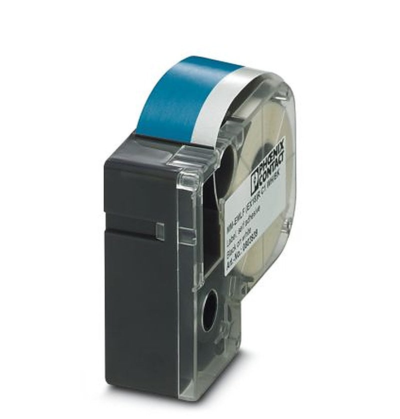 Phoenix Contact White on Blue Label Printer Tape, 8 m Length, 18 mm Width, 8 m Label Length, 18 mm Label Width