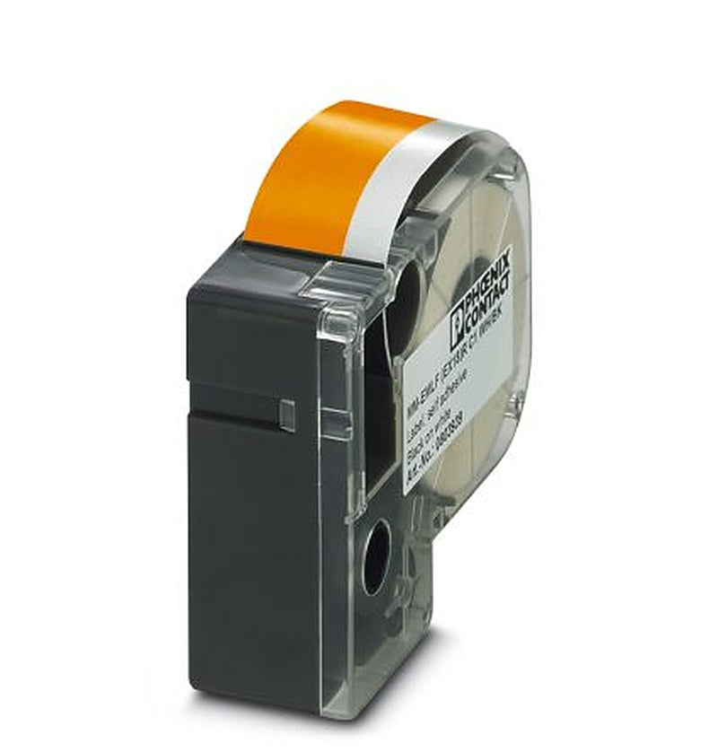 Phoenix Contact Black on Orange Label Printer Tape, 8 m Length, 18 mm Width, 8 m Label Length, 18 mm Label Width