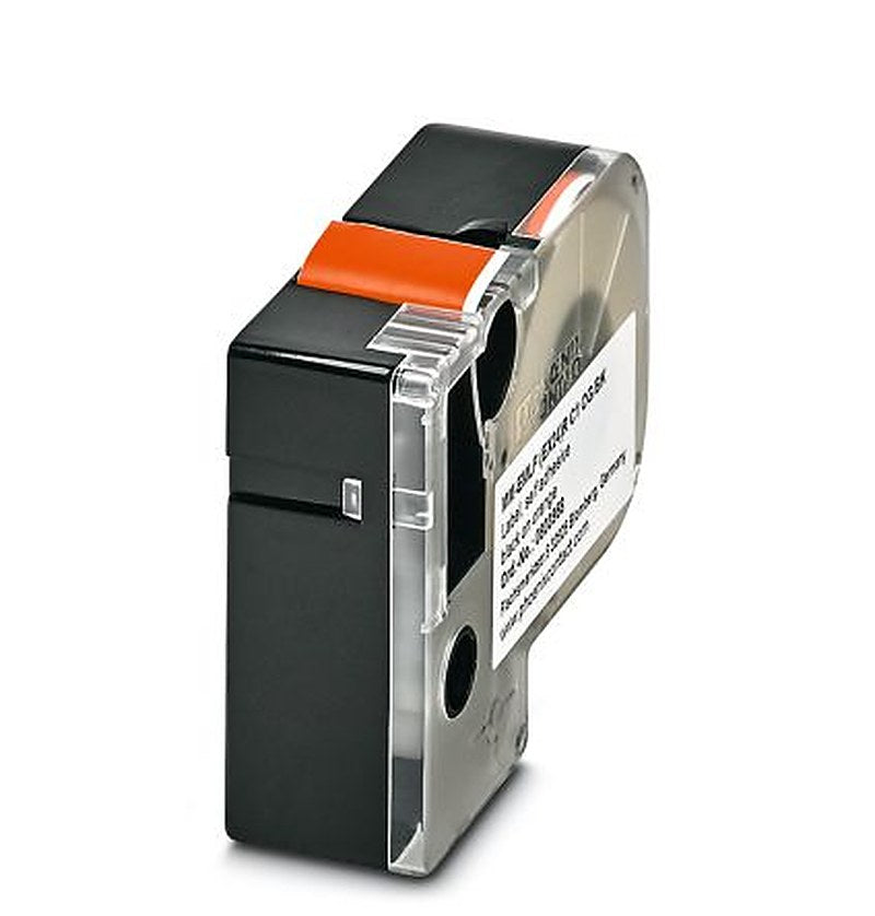 Phoenix Contact Black on Orange Label Printer Tape, 8000 mm Length, 24 mm Width, 8 m Label Length, 24 mm Label Width
