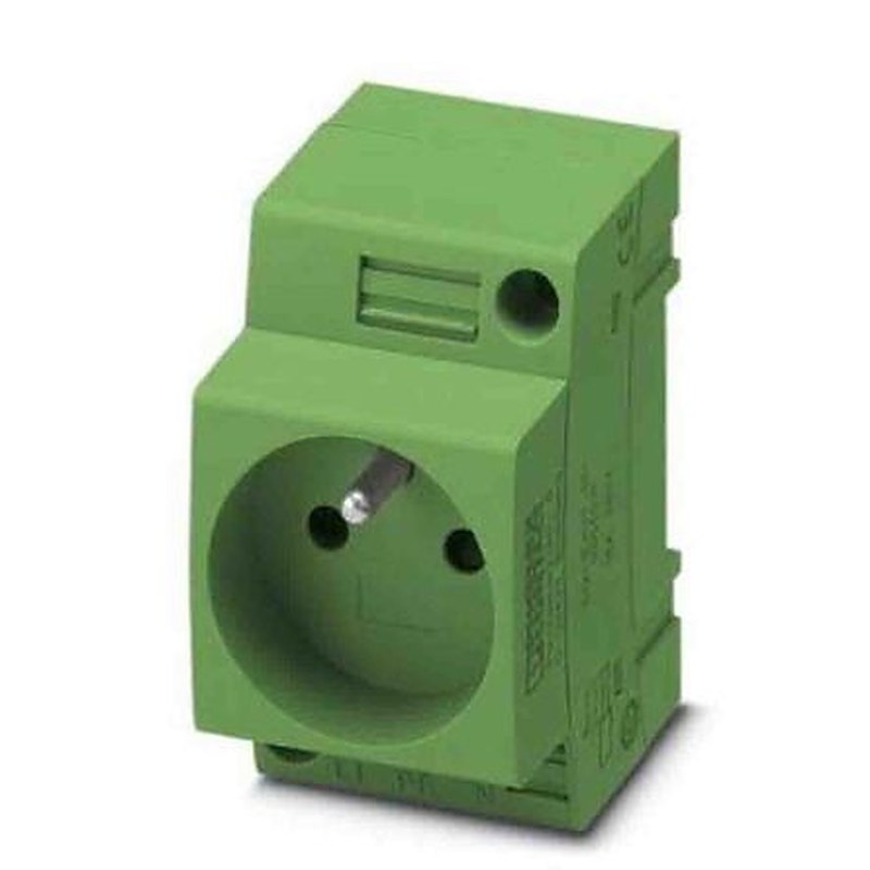 Phoenix Contact France Mains Socket Green, 16A, DIN Rail Polyamide, 250V, Screw