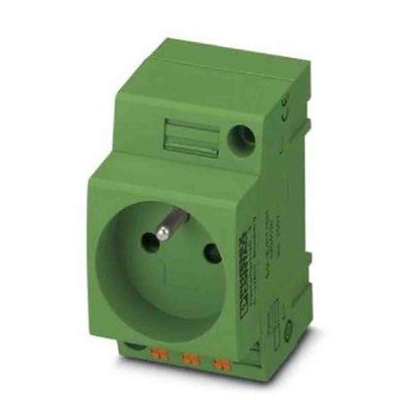 Phoenix Contact France Mains Socket Green, 16A, DIN Rail Polyamide, 250V, Push-in