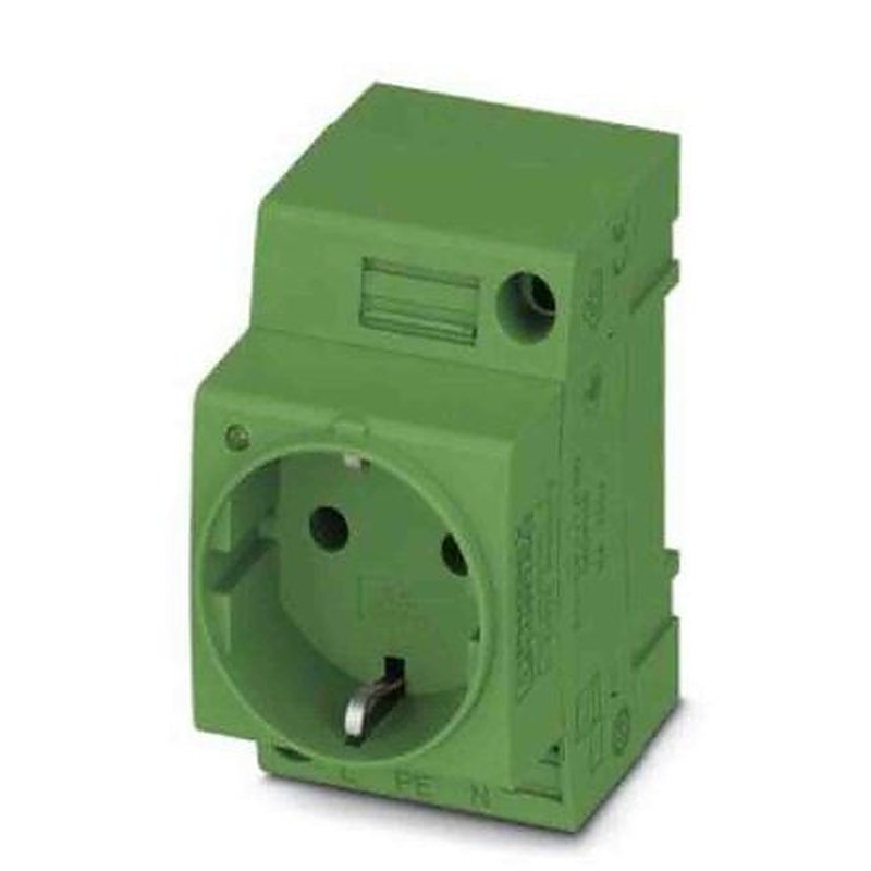Phoenix Contact Germany Mains Socket Green, 16A, DIN Rail Polyamide, 250V, Screw