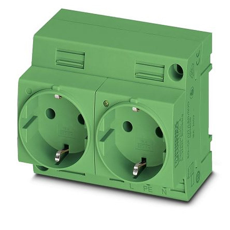 Phoenix Contact Germany Mains Socket Green, 16A, DIN Rail Polyamide, 250V, Screw