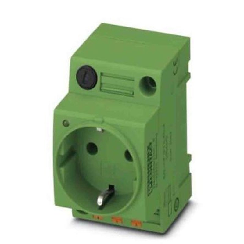 Phoenix Contact Germany Mains Socket Green, 16A, DIN Rail Polyamide, 250V, Push-in