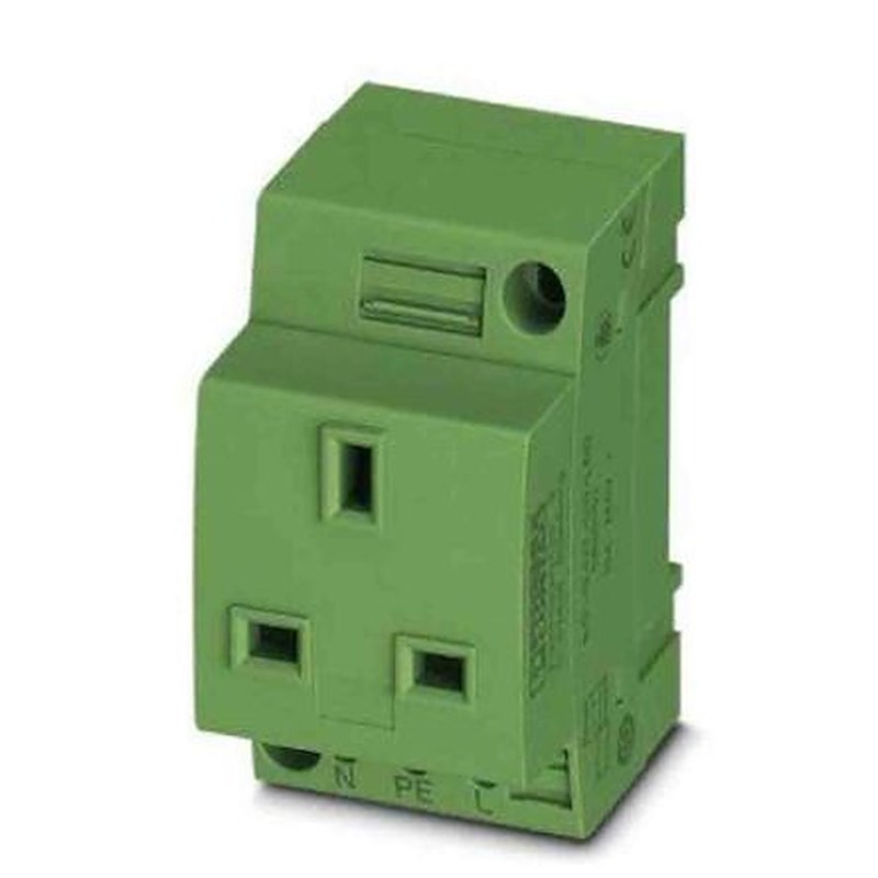 Phoenix Contact UK Mains Socket Green, 13A, DIN Rail Polyamide, 250V, Screw