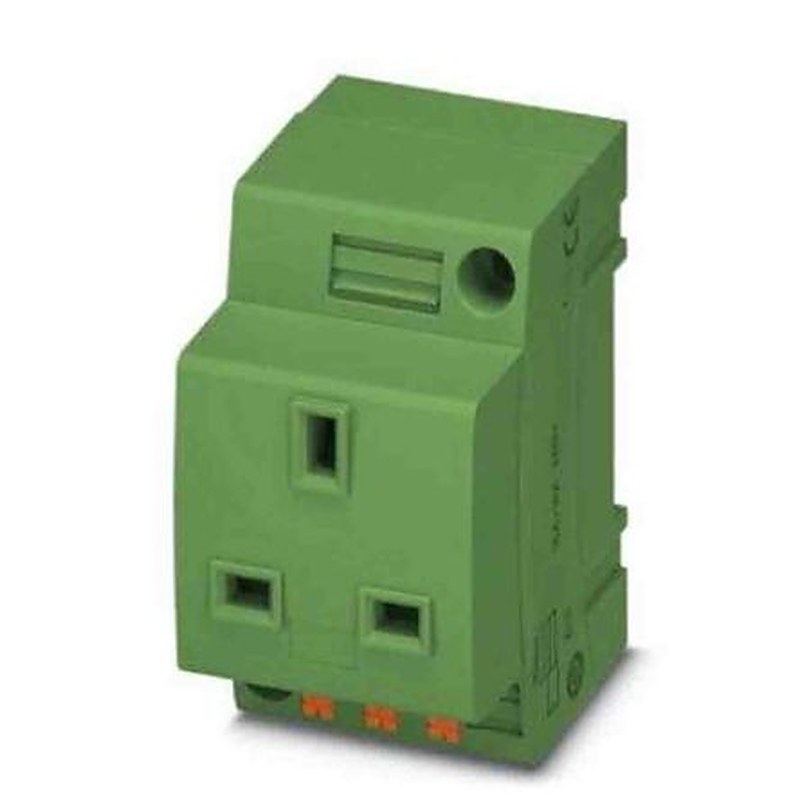 Phoenix Contact UK Mains Socket Green, 13A, DIN Rail Polyamide, 250V, Push-in
