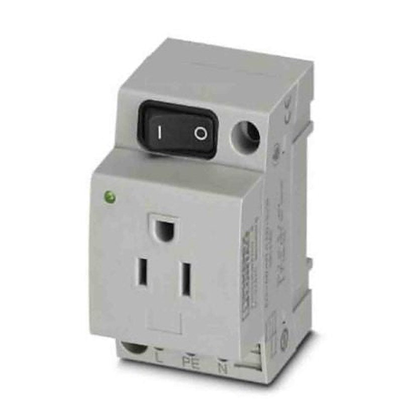 Phoenix Contact USA Mains Socket Grey, 15A, DIN Rail Polyamide, 125V, Screw