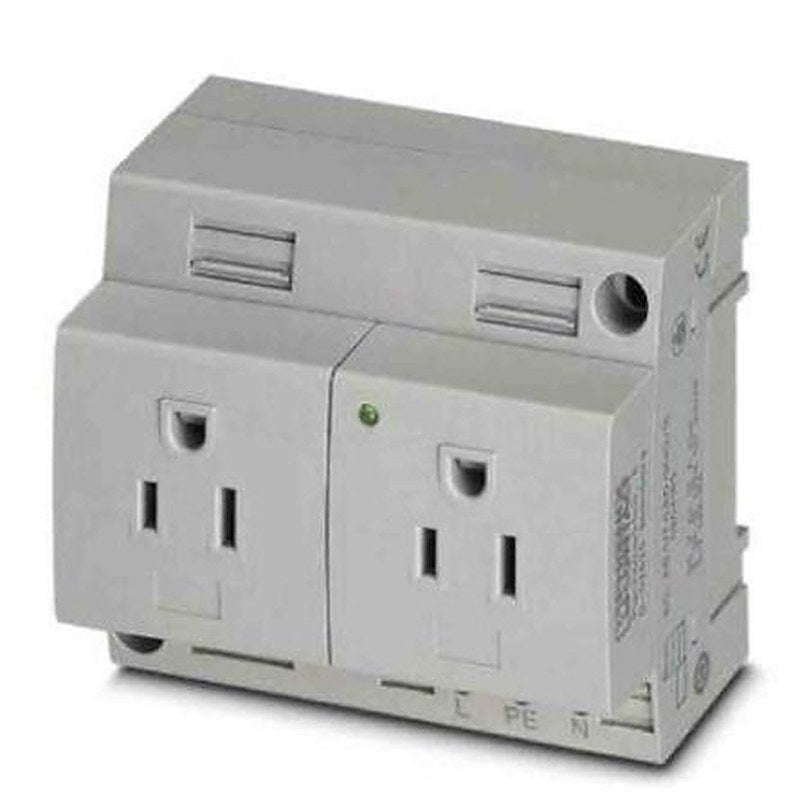 Phoenix Contact USA Mains Socket Grey, 15A, DIN Rail Polyamide, 125V, Screw