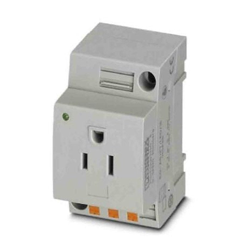 Phoenix Contact USA Mains Socket Grey, 15A, DIN Rail Polyamide, 125V, Push-in