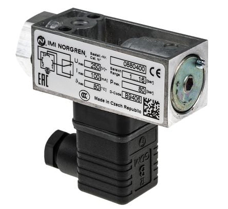 Norgren Pressure Sensor, IP65 16 bar 85 °C
