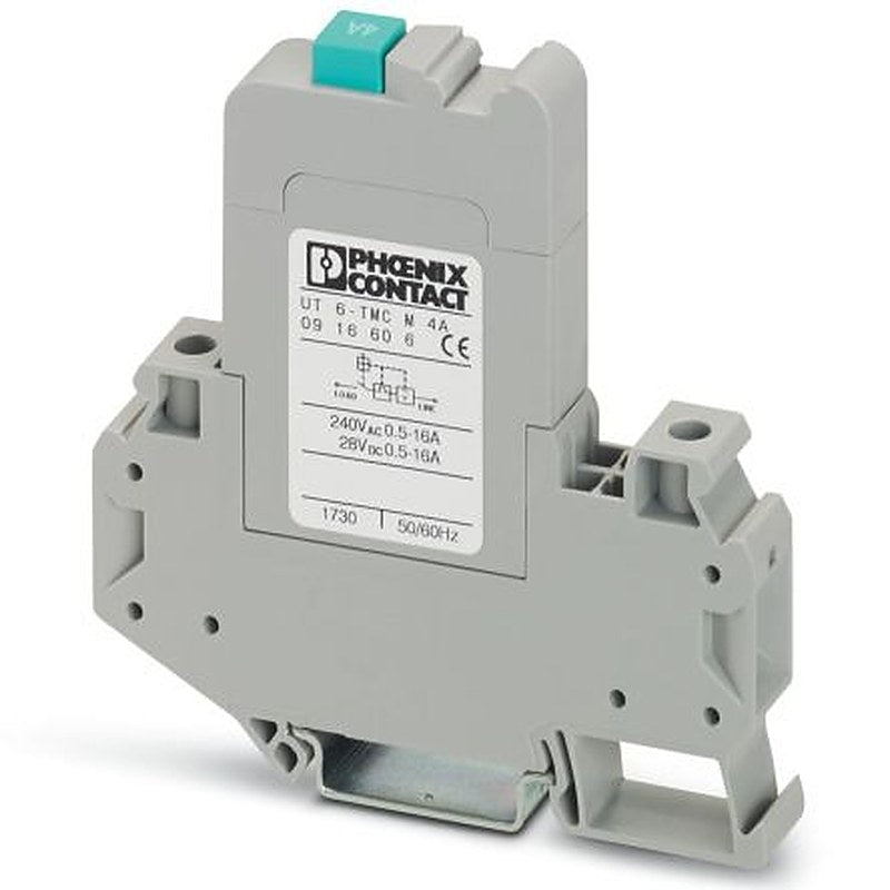 Phoenix Contact CLIPLINE UT 6-TMC Thermal Circuit Breaker - 1-Pole, DIN Rail, 4A Current Rating, 250V ac, 28 V dc