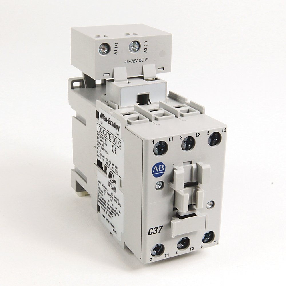 100-C IEC Contactor, 24V DC Electronic Coil, Screw Terminals, Load Side, 37A, 0 N.O. 0 N.C. Auxiliary Contact Configuration, Single Pack