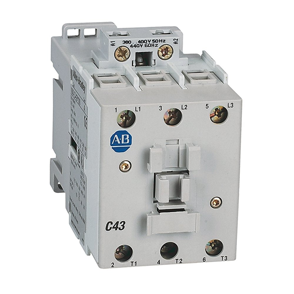 100-C IEC Contactor, Screw Terminals, Line Side, 43A, 1 N.O. 0 N.C. Auxiliary Contact Configuration, Single Pack