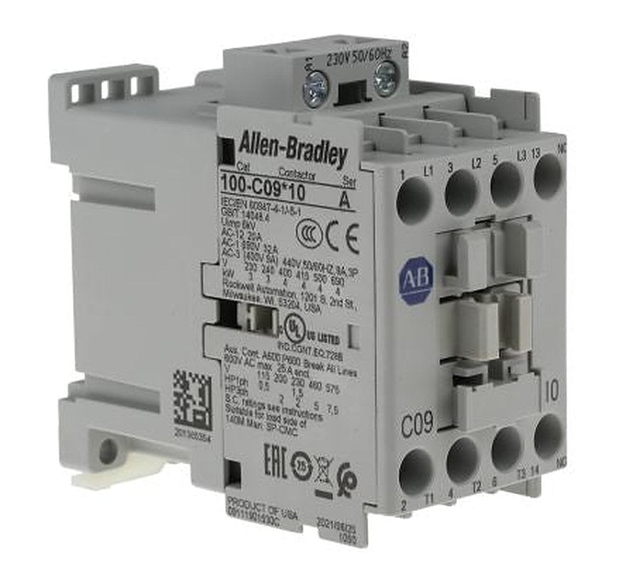 Allen Bradley 100C Contactor, 230V ac Coil, 3-Pole, 9 A, 4 kW 230V ac, 3 NO, 690V ac