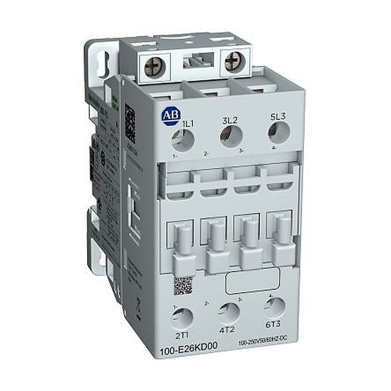 Allen Bradley 100-E Contactors Contactor, 100V ac, 250 V ac Coil, 3-Pole, 26 A, 9 kW, 1 NC
