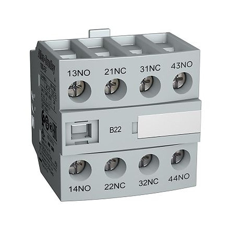 Allen Bradley Auxiliary Contact Block, 4 Contact, 2 NC/2 NO, 100-E Contactors, Front, 100-EFA22