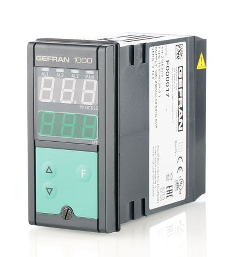 Gefran 1000 Panel, Front PID Temperature Controller, 1 Output Logic, Relay 24V ac/dc On-Off