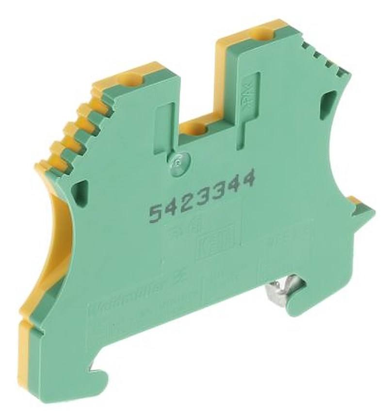 Weidmüller 2-Way WPE 2.5 Earth Terminal Block, 2.5mm², 12AWG, 30 AWG Wire, Screw, Wemid Housing, ATEX