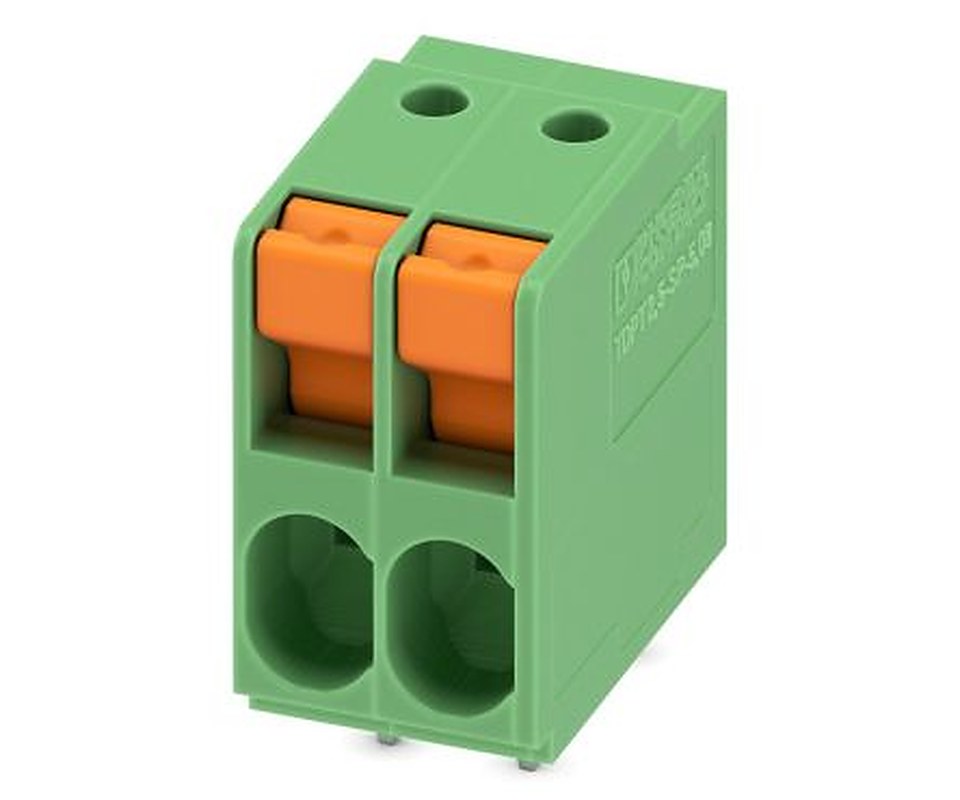 Phoenix Contact TDPT 2.5/ 2-SP-5.08 Series Straight Wave Soldering Mount PCB Terminal Block, 2 Contact(s), 5.08 mm