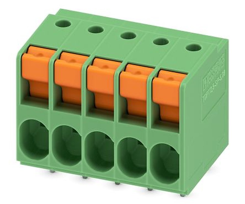 Phoenix Contact TDPT 2.5/ 5-SP-5.08 Series Straight Wave Soldering Mount PCB Terminal Block, 5 Contact(s), 5.08 mm