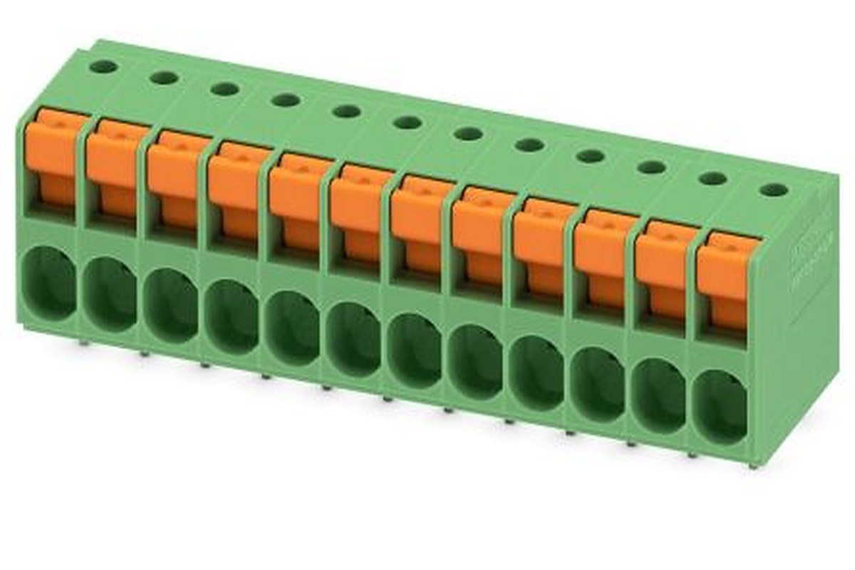 Phoenix Contact TDPT 2.5/ 12-SP-5.08 Series PCB Terminal Block, 12-Contact, 5.08 mm Pitch, Wave Soldering Mount, 1 Row