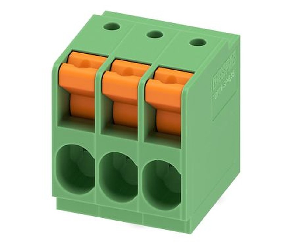 Phoenix Contact TDPT 4/ 3-SP-6.35-ZB Series Straight Wave Soldering Mount PCB Terminal Block, 3 Contact(s), 6.35 mm