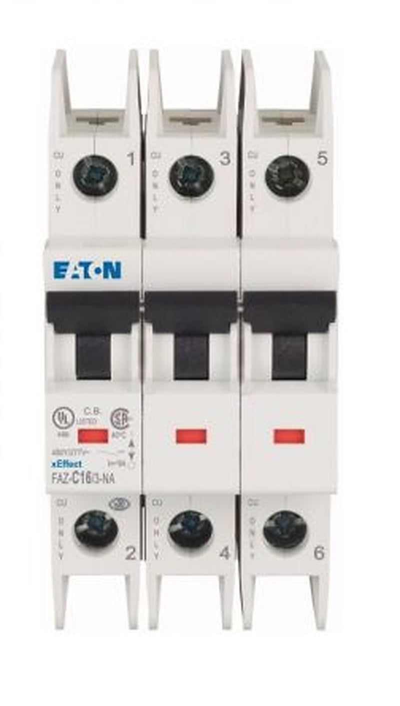 Eaton xEffect FAZ Miniature Circuit Breaker, 3-Pole, 16A, Type C, 415V ac AC, 60 V dc DC, 10 kA Breaking Capacity