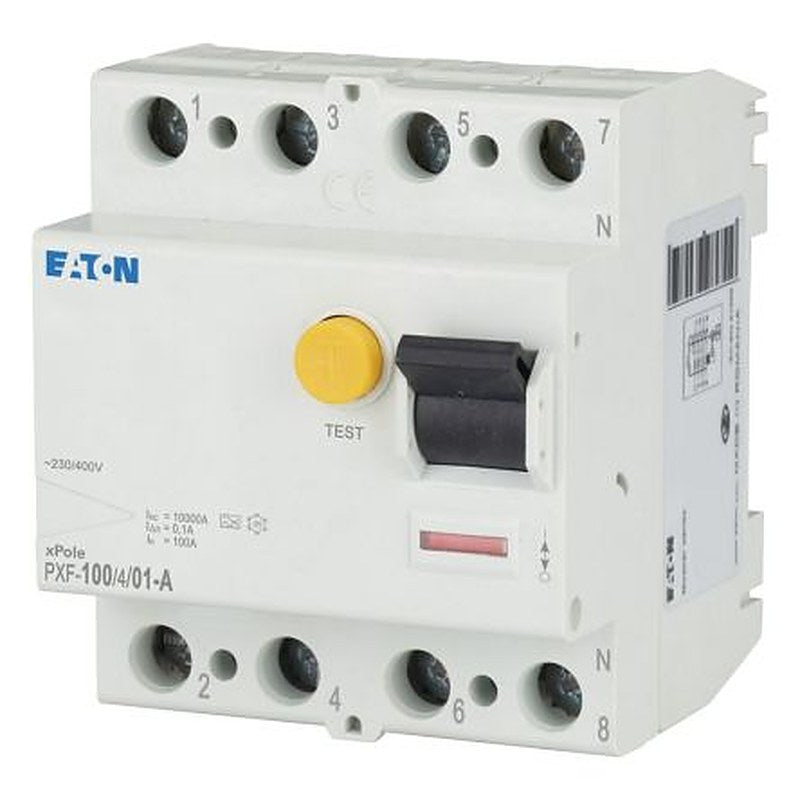 Eaton PXF Series Residual Current Circuit Breaker, 100A, 4-Pole, 100 mA, Type A, 10 kA 400V ac