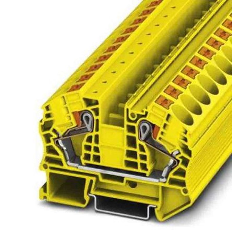 Phoenix Contact 1030164 PT 16 Series Feed Through Terminal Block Yellow, 0.5mm², 25 mm², 1-Level, Push-in, IECEx/ATEX