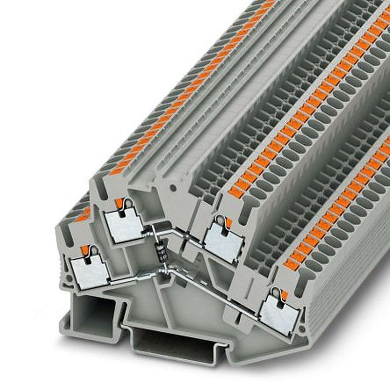 Phoenix Contact 1032739 PTTBS 2.5-DIO/O-U/U-OG/O-GN Series Component Terminal Block Grey, 0.14mm², 4 mm², 2-Level,