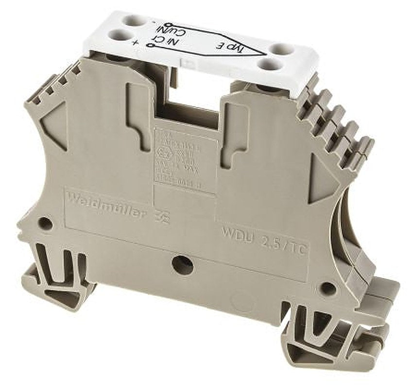 Weidmüller 1033300000 W Series Thermoelectric Voltage Terminal Block Dark Beige, 2.5mm², 1-Level, Screw, ATEX