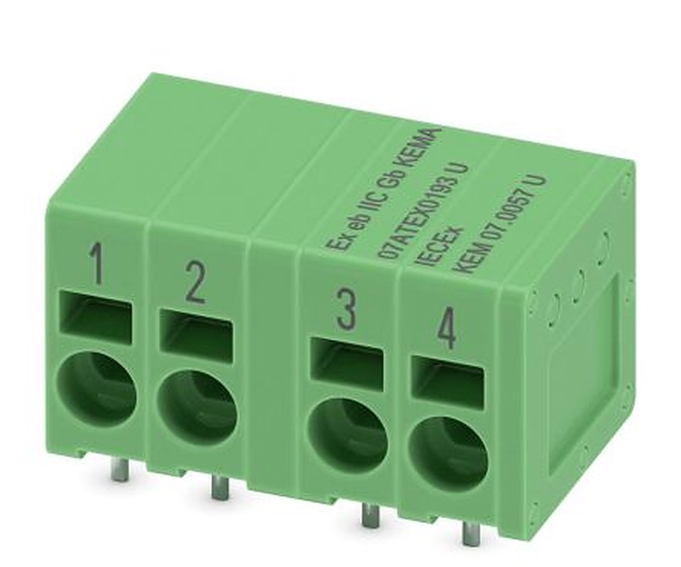 Phoenix Contact 5/4-H-EX PROFINET 1, SPT 2 Series PCB Terminal Block, 4-Contact, 5 mm Pitch, PCB, 1 Row