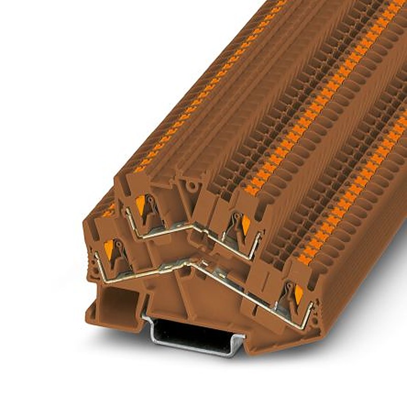 Phoenix Contact 1037088 PTTBS 2.5 BN Series Double Level Terminal Block Brown, 0.14mm², 4 mm², 2-Level, Push-in,