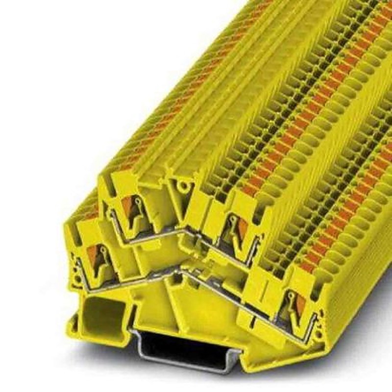 Phoenix Contact 1037089 PTTBS Series Double Level Terminal Block Yellow, 0.14mm², 4 mm², 2-Level, Push-in, ATEX, IECEx