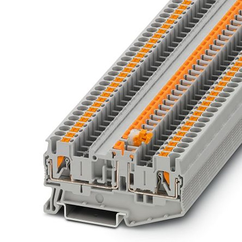 Phoenix Contact 1050617 PT 2 Series Knife Disconnect Terminal Block Grey, 4mm², 1-Level, Push-in