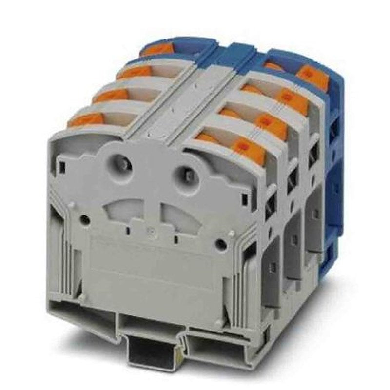 Phoenix Contact 1054729 PTPOWER 185 Series Non-Fuse DIN Rail Terminal Blue, Grey, 185mm², 95 mm², 1-Level, Screw