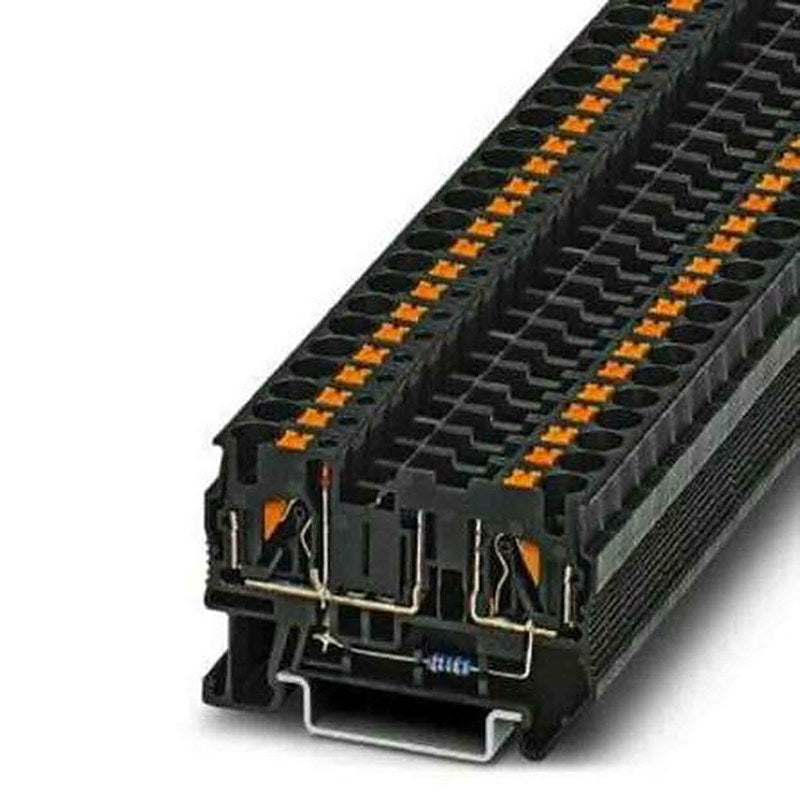 Phoenix Contact 1058965 PT Series Fused DIN Rail Terminal Black, 1-Level Fused, Push-in