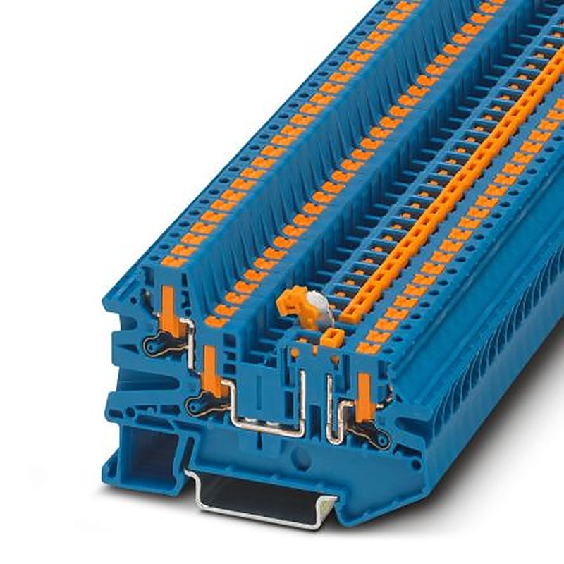 Phoenix Contact 1079067 PTV Series Knife Disconnect Terminal Block Blue, 0.14mm², 4 mm², 1-Level, Push-in