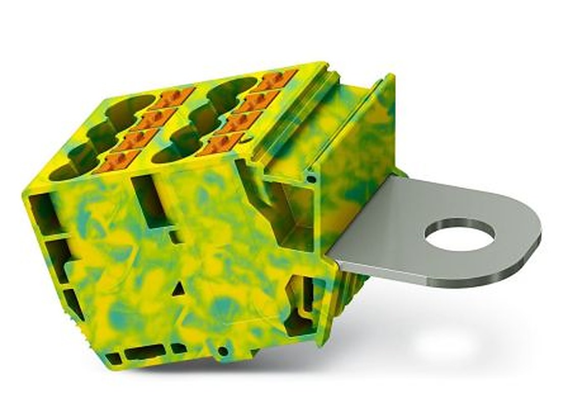 Phoenix Contact 1083236 AGK PT Series DIN Rail Terminal Block Green, Yellow, 10mm², 1-Level, Push-in